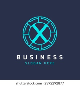 Letter X Tech Logo Design. Initial Round X Logo Universal Elegant Icon