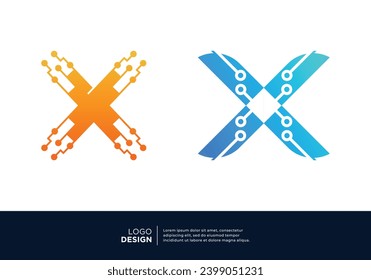 Letter X tech logo design inspiration.