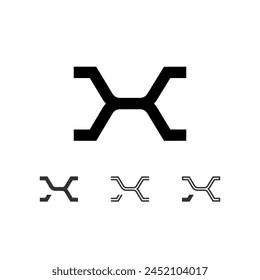 Letra X, letra técnica del alfabeto digital, incluyendo conjunto de cuatro de diferentes tipos, Ilustración vectorial 10eps