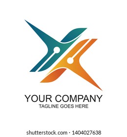 Letter X Technology Logo Design Vector