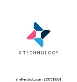 Letter X technology logo design