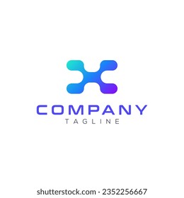 Letter X technology logo design