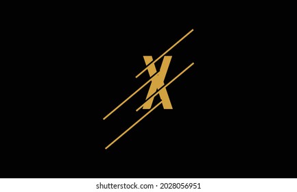 Letter X technology logo with diagonal lines for fast tech concept in minimalist flat design symbol