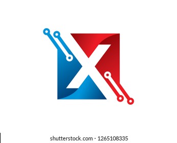 Letter X Technology Logo Template, Symbol, Icon
