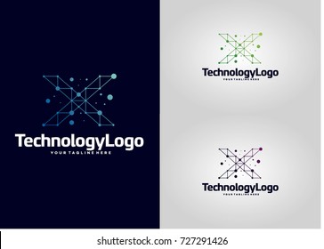 Letter X Technology Logo Logo Template Design. Creative Vector Emblem, for Icon or Design Concept.