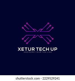 Letter X technology modern logo gradient