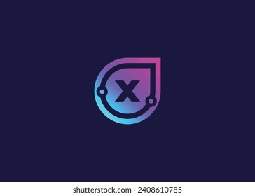 Letter X Technology vector monogram logo design template. Letter X molecule, Science and Bio technology Vector logo 