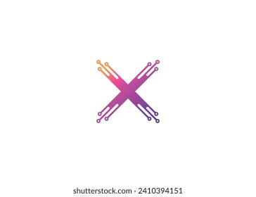 Letter X Technology vector monogram logo design template. Letter X molecule, Science and Bio technology Vector logo Design