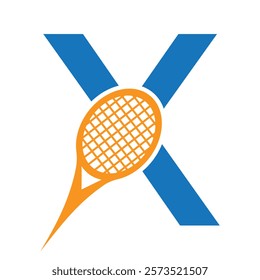 Letter X Tennis Logo. Paddle Symbol Vector Template