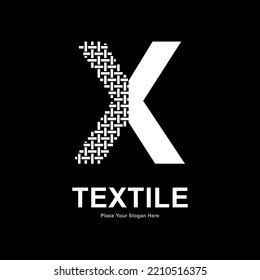 Letter X textile pattern and sewing logo vector design. Suitable for business, textile fabric, initial name, fashion, and knitting