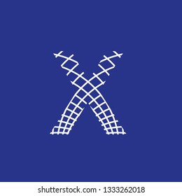 letter X with texture of curved lines that form a lattice