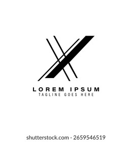 Letra X línea delgada Logo. Icono de tarjeta de invitación de Alphabet X