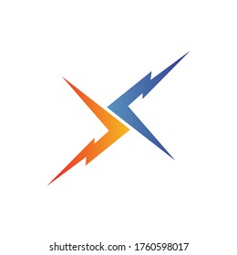 Letter x thunder logo in vector