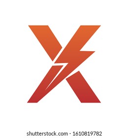 Letter X thunder power shape logo icon. Electrical Icon logo concept.	