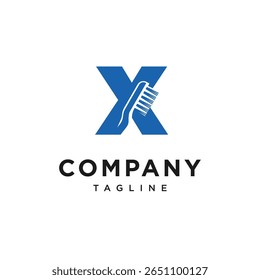 Letra X escova de dentes ícone do logotipo vetor