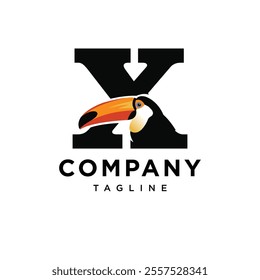 Letter X Toucan Logo Icon Vector