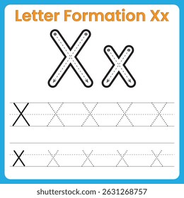 Letter X Tracing Worksheet for Kids – Uppercase and Lowercase Xx Handwriting Practice with Dotted Lines and Stroke Arrows – Preschool Alphabet Learning Printable
