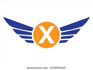 Letter X Transportation Logo Design. Wing Symbol For Freight Sign