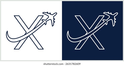 Letter X Travel Logo Template Design Vector, line Design Concept, Creative Symbol, Icon