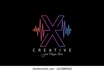 Letter X Trendy Design Logo Concept. Creative Icon Logo with Sound Wave Vector Illustration.