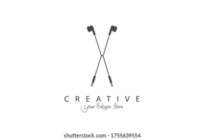 Letter X Trendy Design Logo Concept. Creative Icon Logo with earphone shape vector illustration.