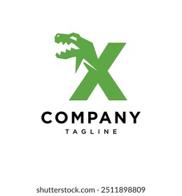 Letra X T-Rex Ícone de logotipo de dinossauro vetor