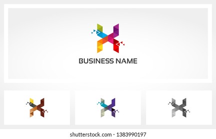 Letter X Triangle Pixel Colorful Eroded