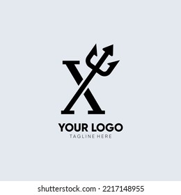 Letter X Trident Logo Design Symbol Vektorgrafik-Grafik-Illustration