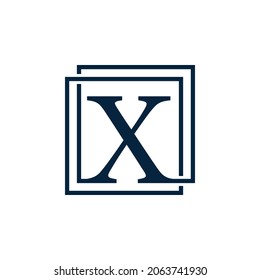 Letter X with two squares logo vector illustration design template.