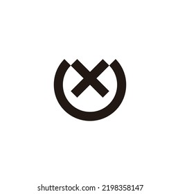 Letra X en U, símbolo geométrico circular vector logotipo simple