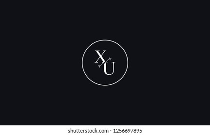 LETTER X AND U FLOWER LOGO WITH CIRCLE FRAME FOR LOGO DESIGN OR ILLUSTRATION USE