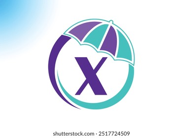 Letter X Umbrella Logo Design Vector Template.