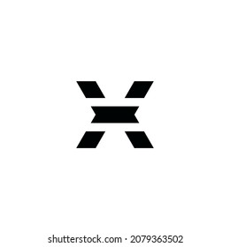 
letter X unique ribbon simple symbol logo vector