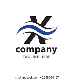 letra x símbolo de logotipo de onda única imagen vectorial