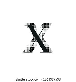 Letter X, uppercase, black color with dotted texture, typewriter character, editable vector