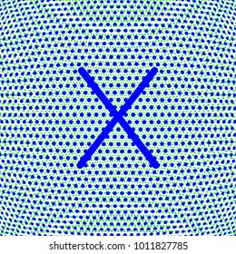 letter X in uppercase with dot effect, blue color for various uses related to teaching and education, editable vector