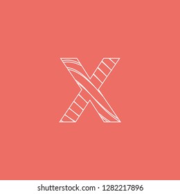 letter X uppercase logo with curved lines inside