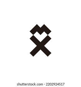 Letter X, v and M square, geometric symbol simple logo vector