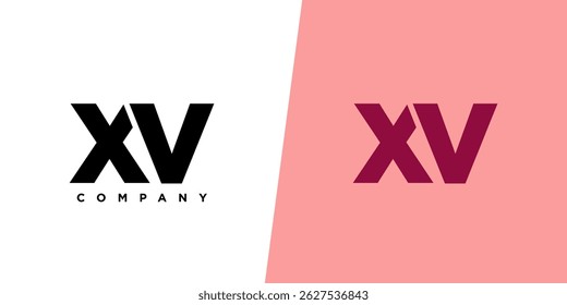 Carta X e V, modelo de design de logotipo XV. Logótipo inicial com base em monograma mínimo.