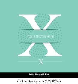 Letter X vector alphabet inserted into the paper cut. ABC concept type as logo. Typography design