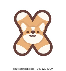 A letter X vector cute corgi dog