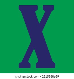 der Buchstabe "X" in Vektorform, die Farbe der Buchstaben violett und die Hintergrundfarbe grün  