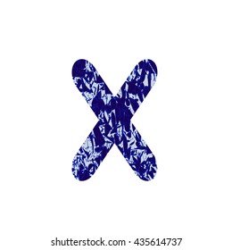 Letter X. Vector illustration with blue letter X.