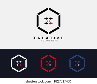 Plantilla de diseño del logotipo de la línea de vector de letra X. Elegante, moderno y universal símbolo de logotipo geométrico. Ilustración del vector