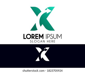 Letter X vector logo design. Arrow icon concept. Modern logo for brand identity. Creative symbol element or template