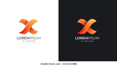 Letter X vector logo design with orange gradient color for company business or personal branding 