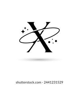 Letter X Vector Logo On Which An Abstract Image Of A Planet