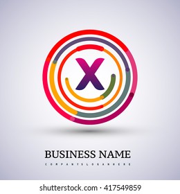 Letter X vector logo symbol in the colorful circle thin line. Design for your business or company identity.