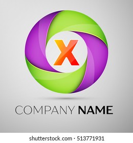 Letter X vector logo symbol in the colorful circle. Vector template for your design