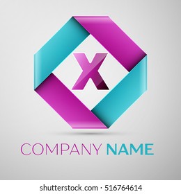 Letter X vector logo symbol in the colorful rhombus. Vector template for your design